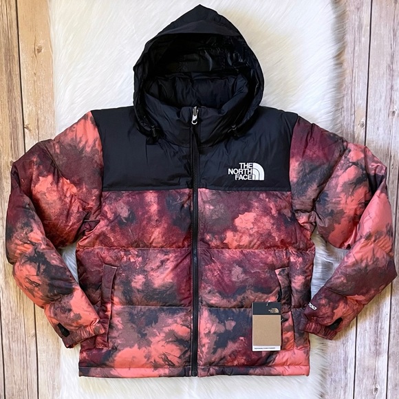 The North Face Women’s Nuptse Printed Down Jacket In Coral Sunrise Ice Dye Print - Picture 5 of 10